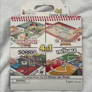 4-in-1 Kids Game Book - Monopoly Junior, Scrabble Junior, Sorry!, Trouble